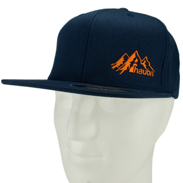 haubn Flexfit Cap Classic navyblau logo mountain orange