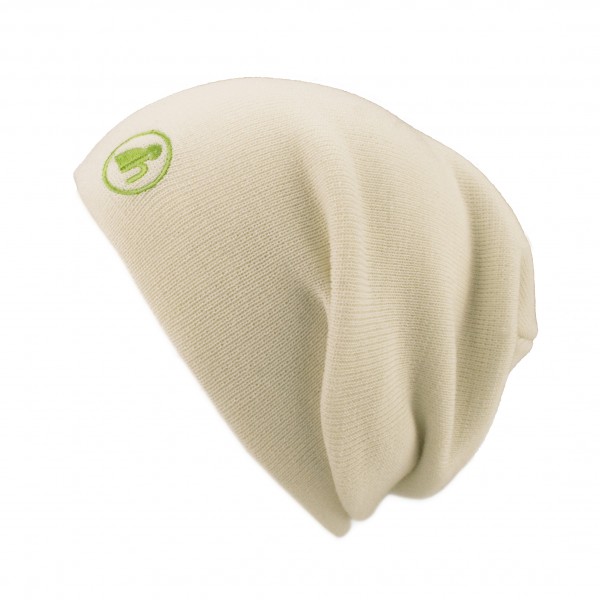 haubn Merino Beaniemütze weiß Logo grün