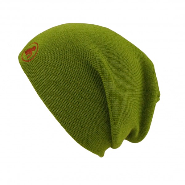 haubn Merino Beaniemütze grün Logo rot