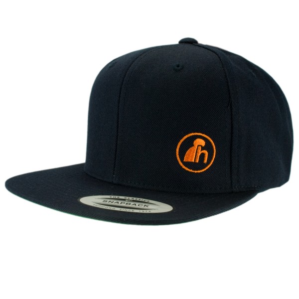 haubn Snapback Cap Classic schwarz logo h orange