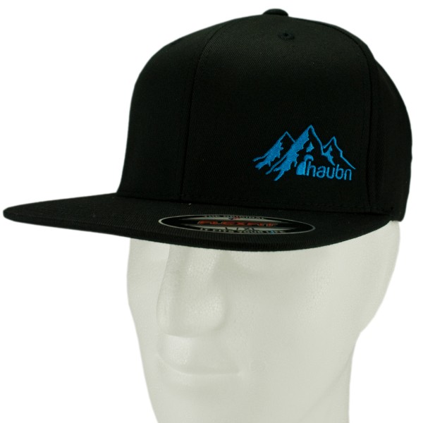 haubn Flexfit Cap Classic schwarz logo mountain blau-