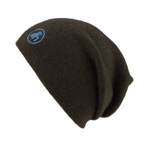 haubn Merino Beaniemütze dunkelgrau Logo türkis