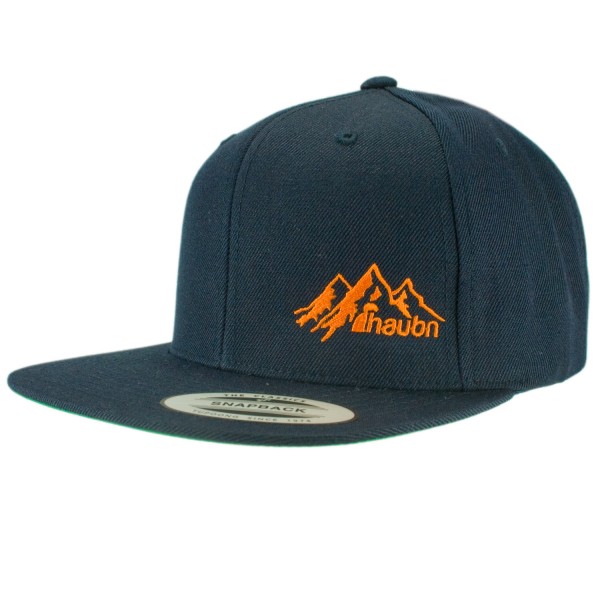 haubn Snapback Cap Classic navyblau logo mountain orange