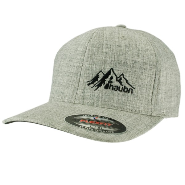 haubn Flexfit Cap Classic hellgrau logo mountain schwarz